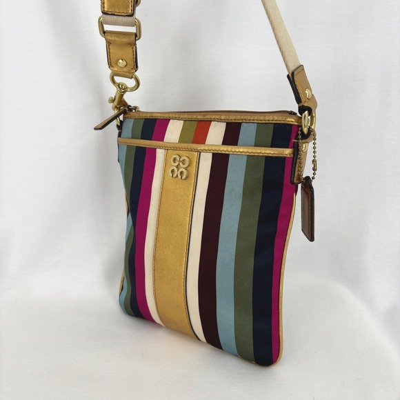 Coach Julia Legacy Striped Swingpack Crossbody Bag Gold Multicolor Eclectic - Picture 3 of 15